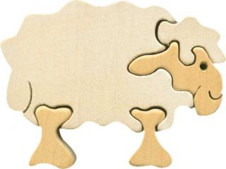 Dřevěné vkládací puzzle z masivu - Malá ovečka bílá