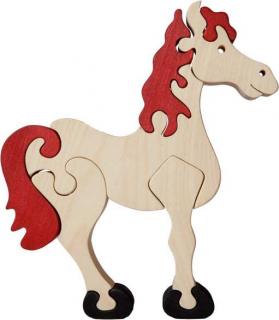 Dřevěné vkládací puzzle z masivu - Velký kůň bílý