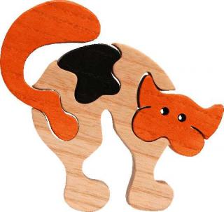 Dřevěné vkládací puzzle z masivu - vkládačka - Malá kočka