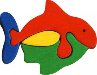 Dřevěné vkládací puzzle z masivu - vkládačka - Malá rybka