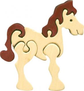 Dřevěné vkládací puzzle z masivu - vkládačka - Malý kůň bílý