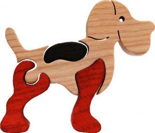 Dřevěné vkládací puzzle z masivu - vkládačka - Malý pejsek