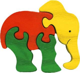 Dřevěné vkládací puzzle z masivu - vkládačka - Malý slon