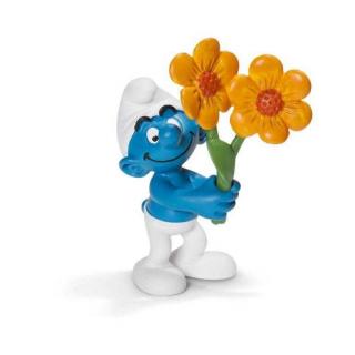 Figurky šmoulové  Schleich - Šmoula s květinou děkuji ti