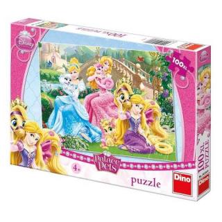 Papírové puzzle 100 XL dílků Princezny s mazlíčky v parku