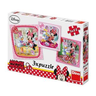 Papírové puzzle 3x55 dílků Minnie na návštěvě