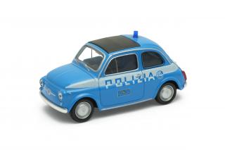 Welly - Nuova Fiat 500 model 1:43 policie modrý