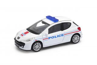Welly - Peugeot 207 model 1:43 policie bílé