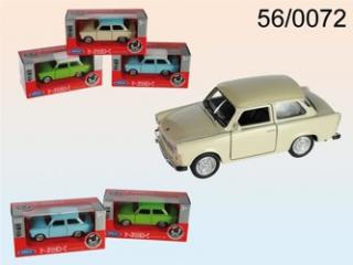 Welly - Trabant 601 1:34 s bílou střechou červená