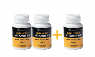 2+1 Kráľovský Vitamin D3, 2000 IU, 60 rostlinných kapslí