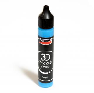 3D Dekoračné pero 30ml, priehľadné aquamarínové modré (vhodné na všetky povrchy, výborné na bodky, perličky a ako kontúra)
