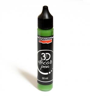 3D Dekoračné pero 30ml, priehľadné fluritové zelené (vhodné na všetky povrchy, výborné na bodky, perličky a ako kontúra)