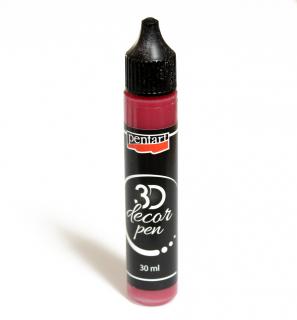 3D Dekoračné pero 30ml, priehľadné rubínovo červené (vhodné na všetky povrchy, výborné na bodky, perličky a ako kontúra)