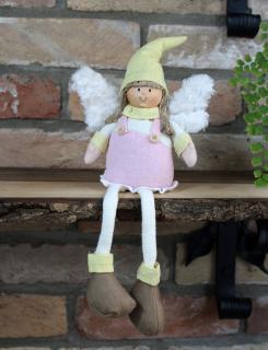 Bábika anjelik sediaca, 43cm 1ks (merané aj s visiacimi nožičkami a čapicou)