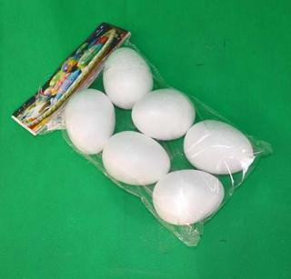 Polystyrenové vajíčko 55mm, balík 6ks, (priemer vajca je 40mm, výška 55mm)