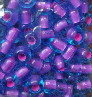 PRECIOSA sklenený rokajl 50g 32/0 modro-ružové č. 99 (7,8mm, ružový prieťah)