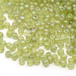 Rokajl sklenený 4mm 20g, perleťová priesvitná bl. zelená (otvor: 1mm)