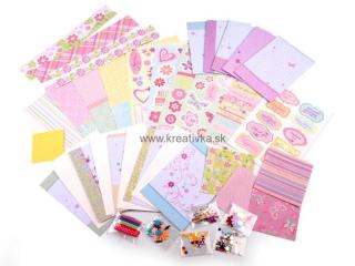 Scrapbooking sada blahoželaní a doplnky ružová