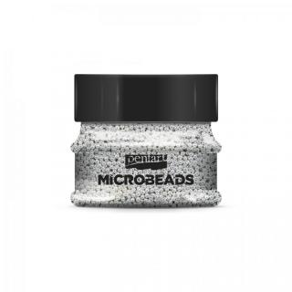 Sklenené mikro-perličky, 0,8-1 mm, 40 g, strieborné (MICROBEADS - Pentart)