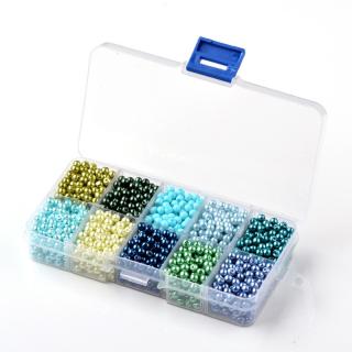 Voskované perly 200ks sklenené 8mm MIX farieb + plastový box (10 farieb x 20ks  -  200ks perličiek v boxe )