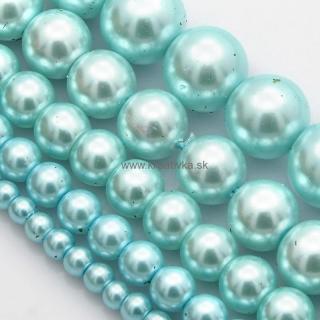 Voskované perly 50g sklenené MIX veľkostí 4-12mm bl. modré (otvor 1mm)