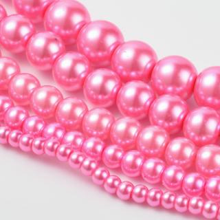 Voskované perly 50g sklenené MIX veľkostí 4-12mm, ružová (otvor 1mm)