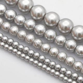 Voskované perly 50g sklenené MIX veľkostí 4-12mm sivé (otvor 1mm)