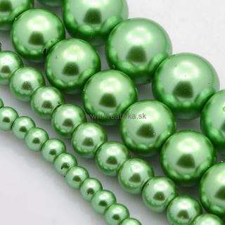 Voskované perly 50g sklenené MIX veľkostí 4-12mm zelené (otvor 1mm)