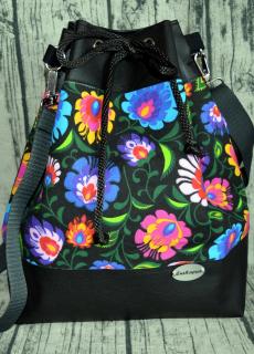 Kabelko-batoh kvetovaný čierny