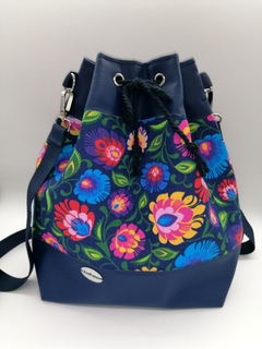 Kabelko-batoh modrý kvetovaný