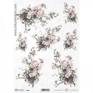 Ryžový papier na decoupage, A4, kvety 6 ( ITDR1098)