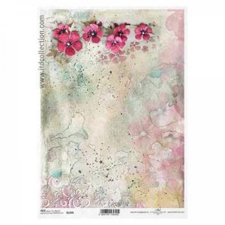 Ryžový papier na decoupage, A4,kvety akvarel ( ITDR1395)