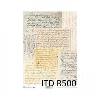 Ryžový papier na decoupage, A4, staré písmo (ITDR500)