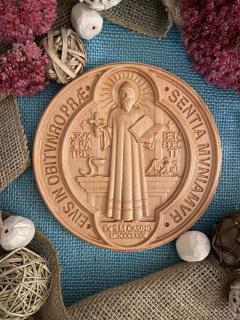 Benediktínsky medailón - Benedikt (Drevený obraz)