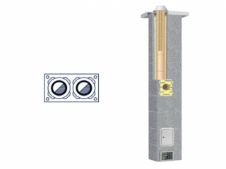 SCHIEDEL STABIL komín 6m, 160mm-90° a 200mm-45° (Dvojprieduchový komínový systém bez vetracej šachty)