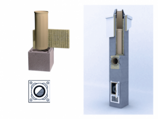 SCHIEDEL UNI ADVANCED komín 9m, 200mm, 45°, s prefabrikovanou pätou (Jednoprieduchový komínový systém bez vetracej šachty)