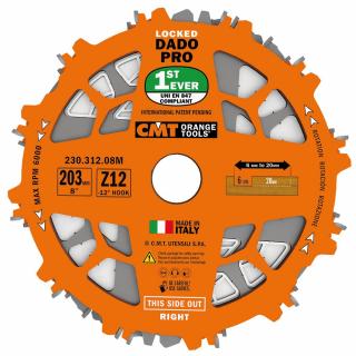 CMT Sada drážkovacích kotúčov DADO PRO - D203x6,2-20 d30 Z12 HW