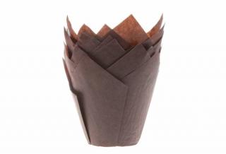 Hnedé papierové košíčky na mafiny tulipán 200 ks (Hnedé papierové košíčky na mafiny tulipán 200 ks)
