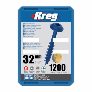 Kreg Blue-Kote Maxi-Loc Skrutky pre skryté spoje - 32 mm, hrubý závit, 1200 ks