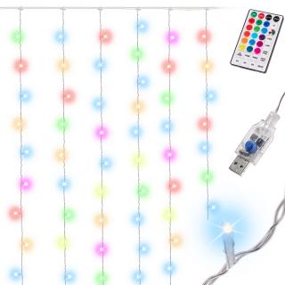 LED svetlá Svadobné dekorácie 3x3m 200LED USB + diaľkové ovládanie 16 farieb s pamäťou (Senzačný svetelný záves 200LED. Rozžiari každý interiér. Vybavené háčikmi na jednoduchú montáž. Svetlá sa ovládajú diaľkovým ovládačom, ktorý umožňuje meniť farbu)