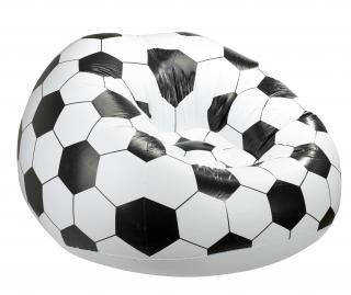 Nafukovacia futbalová stolička 90x90cm (Nafukovacie sedadlo v tvare čiernobielej futbalovej lopty. Nevyhnutnosť pre každého futbalového fanúšika, ale nielen pre neho. Je veľmi pohodlná, pretože jej tvar sa prispôsobuje polohe pri sedení a má praktické)