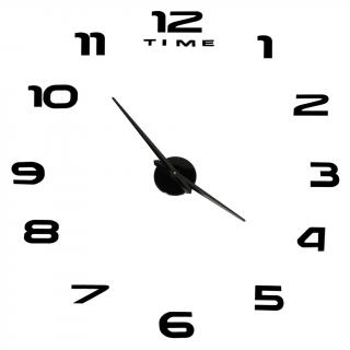 Nástenné hodiny veľké 80-120cm čierne 12 číslic (Hodiny sú určené na montáž na hladké steny. Priemer: 80-120 cm, materiály: kov, akryl, hodinová ručička: 23 cm, minútová ručička: 31 cm)