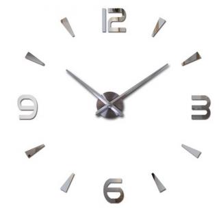Nástenné hodiny veľké 80-120cm strieborné 4 číslice (Hodiny sú určené na montáž na hladké steny. Priemer: 80-120 cm Materiál: kov, akryl, Hodinová ručička: 31 cm Minútová ručička: 39 cm)