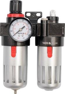 Regulátor tlaku vzduchu 1/4", max. 0,93MPa, s filtrem (90ccm) a přimazáváním (60ccm) (Regulátor tlaku vzduchu 1/4", max. 0,93MPa, s filtrem (90ccm) a přimazáváním (60ccm))