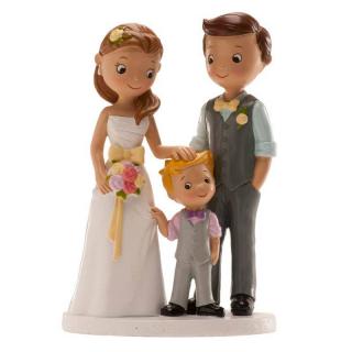 Svatební figurka na dort 16cm manželé s chlapečkem (Svatební figurka na dort 16cm manželé s chlapečkem)