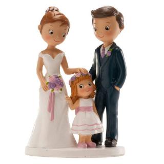 Svatební figurka na dort 16cm manželé s holčičkou (Svatební figurka na dort 16cm manželé s holčičkou)