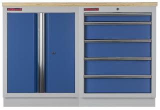 Zostava kvalitných PROFI BLUE dielenských skriniek s pracovnou doskou - MTGS1300BAL08 (Zostava kvalitných PROFI BLUE dielenských skriniek s pracovnou doskou - MTGS1300BAL08 Blue)
