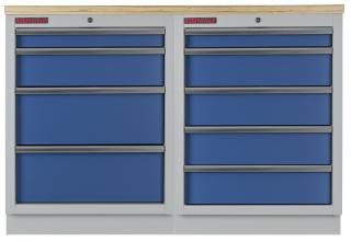 Zostava kvalitných PROFI BLUE dielenských skriniek s pracovnou doskou - MTGS1300BAL09 (Zostava kvalitných PROFI BLUE dielenských skriniek s pracovnou doskou - MTGS1300BAL09 Blue)