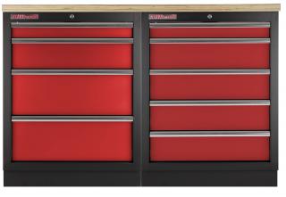 Zostava kvalitných PROFI RED dielenských skriniek s pracovnou doskou - RTGS1300BAL09 (Zostava kvalitných PROFI RED dielenských skriniek s pracovnou doskou - RTGS1300BAL09)