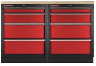 Zostava kvalitných PROFI RED dielenských skriniek s pracovnou doskou - RTGS1300BAL10 (Zostava kvalitných PROFI RED dielenských skriniek s pracovnou doskou - RTGS1300BAL10 Red)